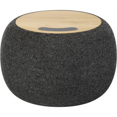 Logotrade Geschäftsgeschenke das Foto: Ecofiber Bambus/RPET Bluetooth® Lautsprecher und kabelloses Ladepad