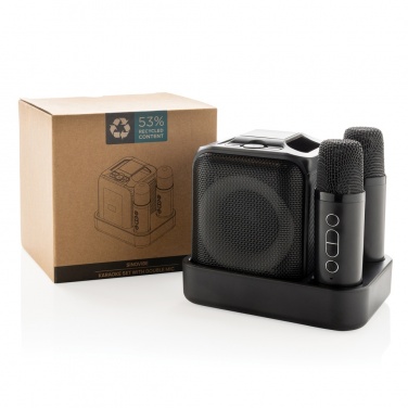 Logotrade Werbegeschenke das Foto: Singvibe Karaoke-Set mit Doppelmikrofon aus RCS rec. ABS