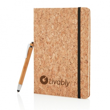 Logotrade werbemittel das Foto: Kork A5 Notizbuch mit Bambus Stift und Stylus