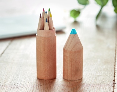 Logotrade Werbeartikel das Foto: Holzbox mit 6 Stiften