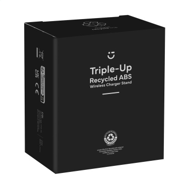 Logotrade Logogeschenke das Foto: Triple-Up RCS Kabelloser Ladeständer aus recyceltem ABS