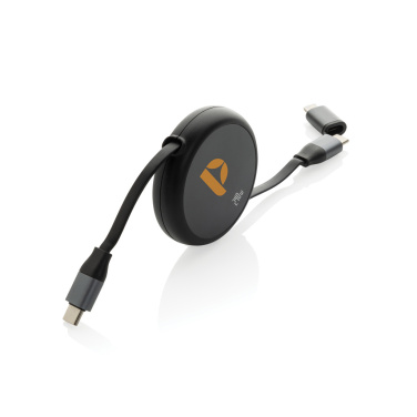 Logotrade Firmengeschenke das Foto: Terra ausziehbares 240W 2-in-1 Kabel aus RCS rec. Aluminium