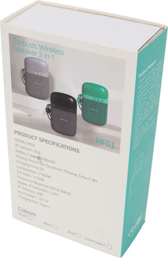 Logotrade Geschäftsgeschenke das Foto: Bluetooth-Lautsprecher HF01 mit integrierten Ohrhörern 2 in 1