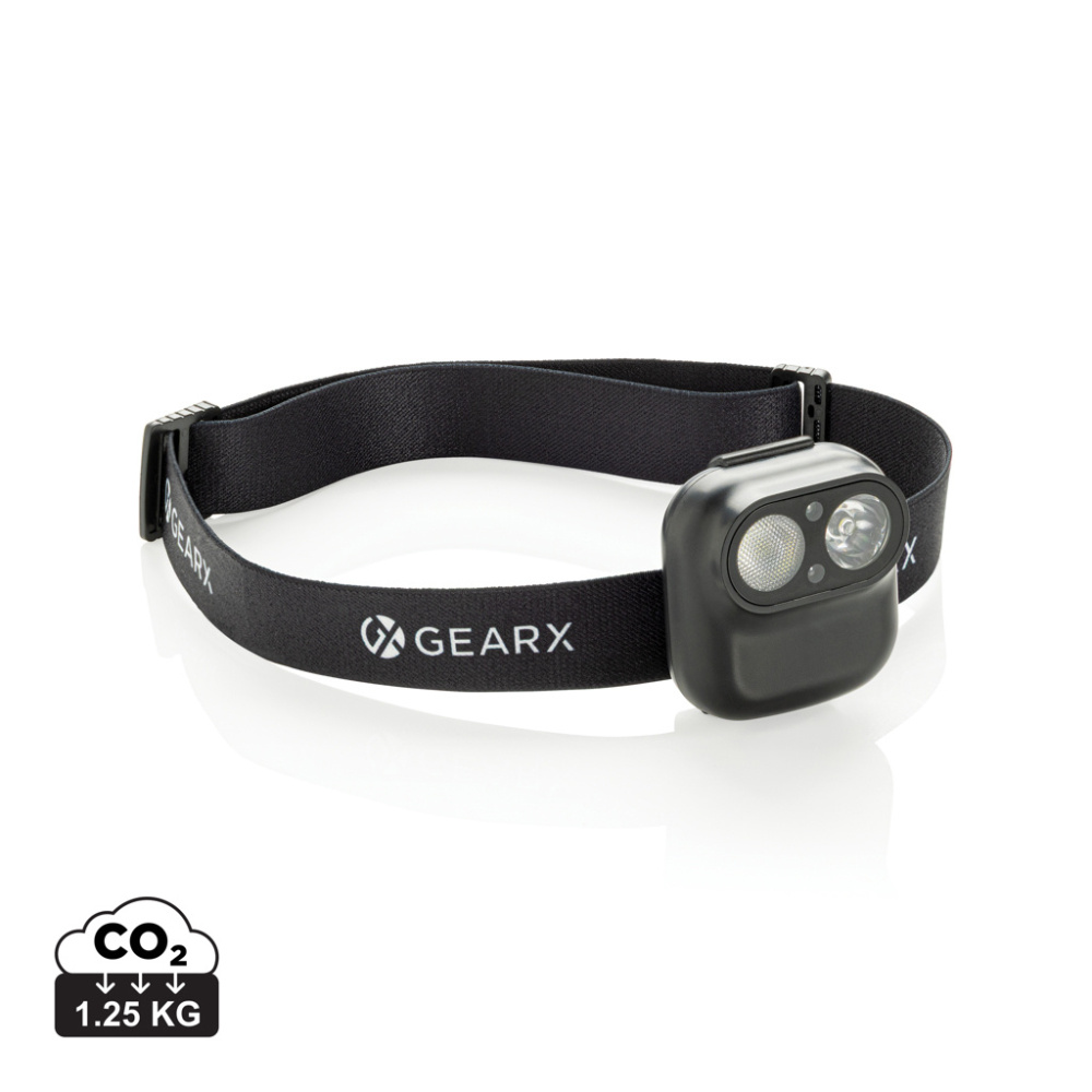 Logotrade werbemittel das Foto: Gear X Stirnlampe mit Bewegungssensor aus RCS rec. ABS