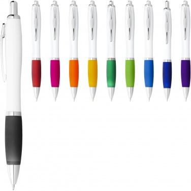 Logotrade promotional products photo of: Nash ballpoint pen with white barrel and coloured grip