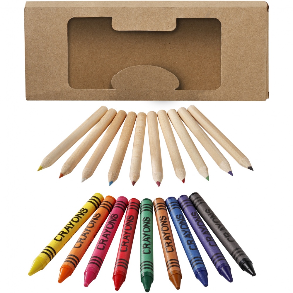 Logotrade advertising products photo of: Lucky 19-piece coloured pencil and crayon set