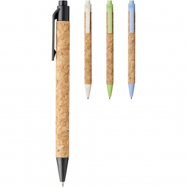Logo trade business gifts image of: Midar cork and wheat straw ballpoint pen