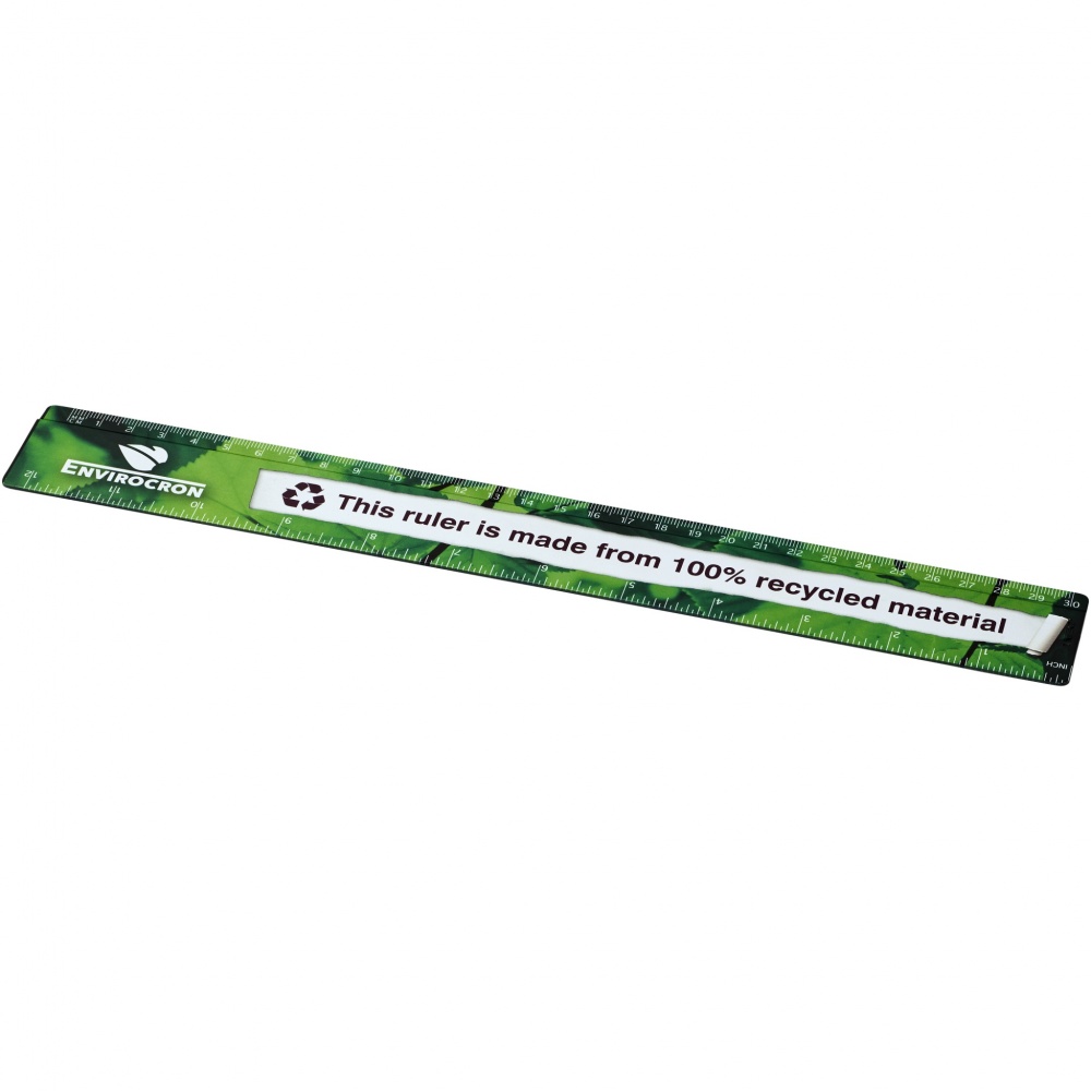 Logo trade promotional items image of: Terran 30 cm ruler from 100% recycled plastic