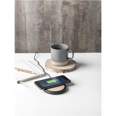Logo trade promotional merchandise picture of: Kivi 10W limestone/cork wireless charging pad
