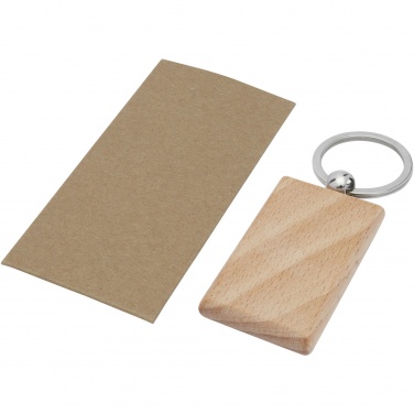 Logo trade promotional items image of: Gian beech wood rectangular keychain
