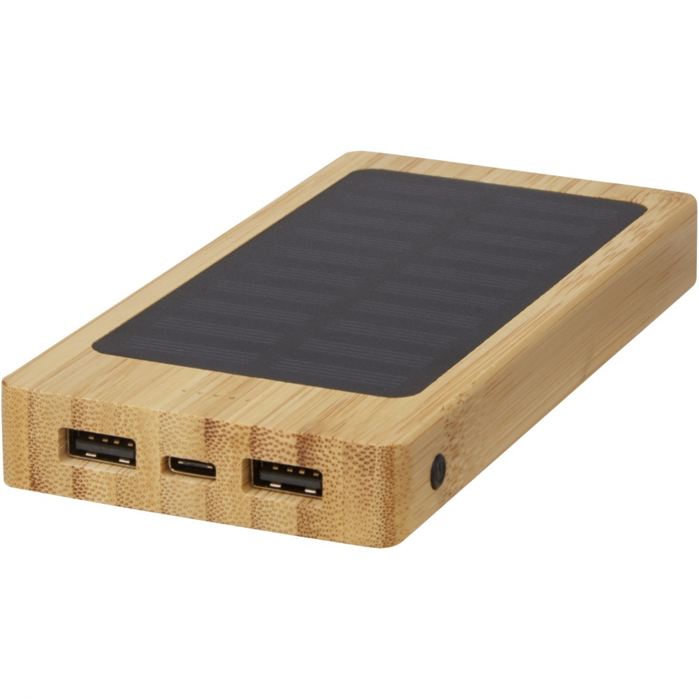Logo trade promotional merchandise image of: Alata 8000 mAh bamboo solar power bank