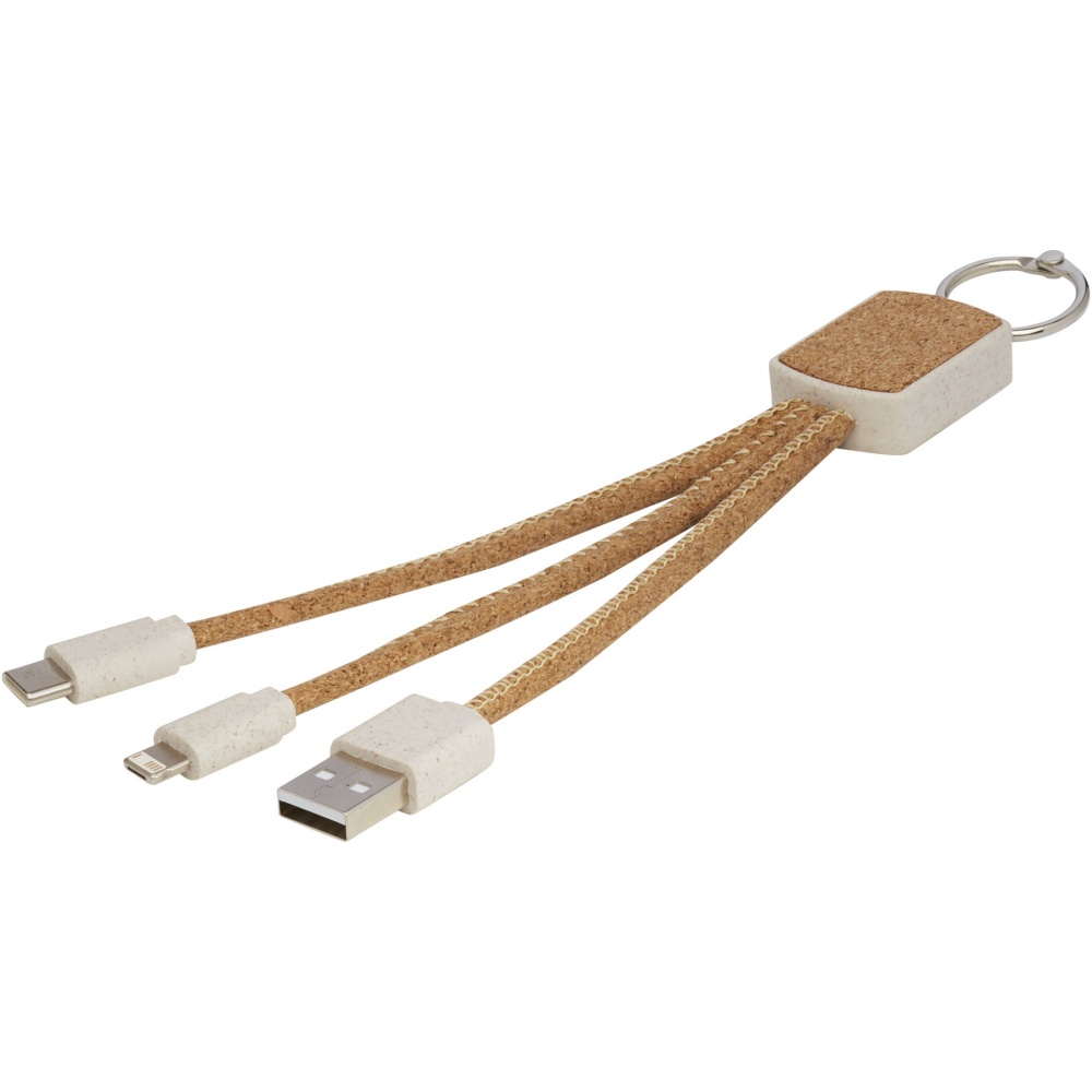 Logo trade promotional products picture of: Bates wheat straw and cork 3-in-1 charging cable