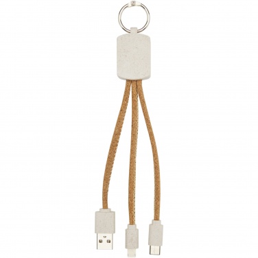 Logotrade promotional item image of: Bates wheat straw and cork 3-in-1 charging cable