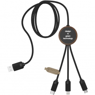 Logotrade promotional products photo of: SCX.design C36 3-in-1 rPET light-up logo extended charging cable with round bamboo casing