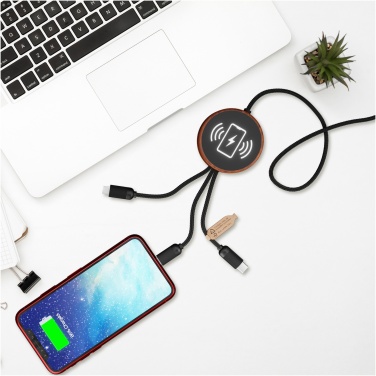 Logo trade promotional giveaway photo of: SCX.design C40 5-in-1 rPET light-up logo charging cable and 10W charging pad