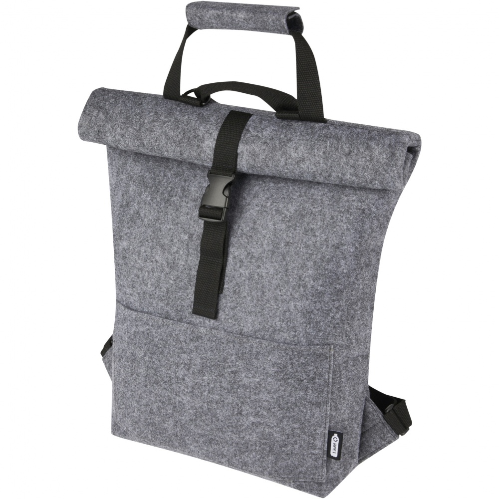 Logo trade promotional products image of: Felta GRS recycled felt roll-top bike bag 13L