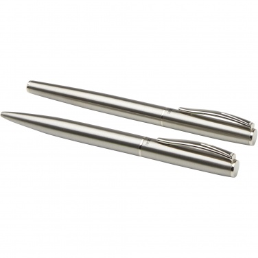 Logotrade promotional gift picture of: Didimis recycled stainless steel ballpoint and rollerball pen set