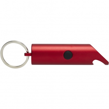 Logotrade promotional product picture of: Flare RCS recycled aluminium IPX LED light and bottle opener with keychain