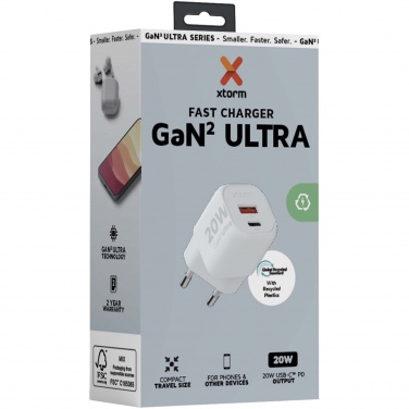 Logo trade promotional products image of: Xtorm XEC020 GaN² Ultra 20W wall charger