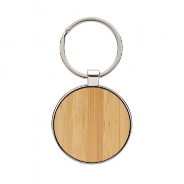Logotrade business gifts photo of: RCS recycled zinc alloy round keychain with bamboo