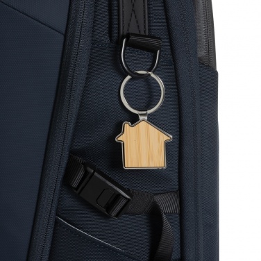Logotrade business gifts photo of: RCS recycled zinc alloy house keychain with bamboo