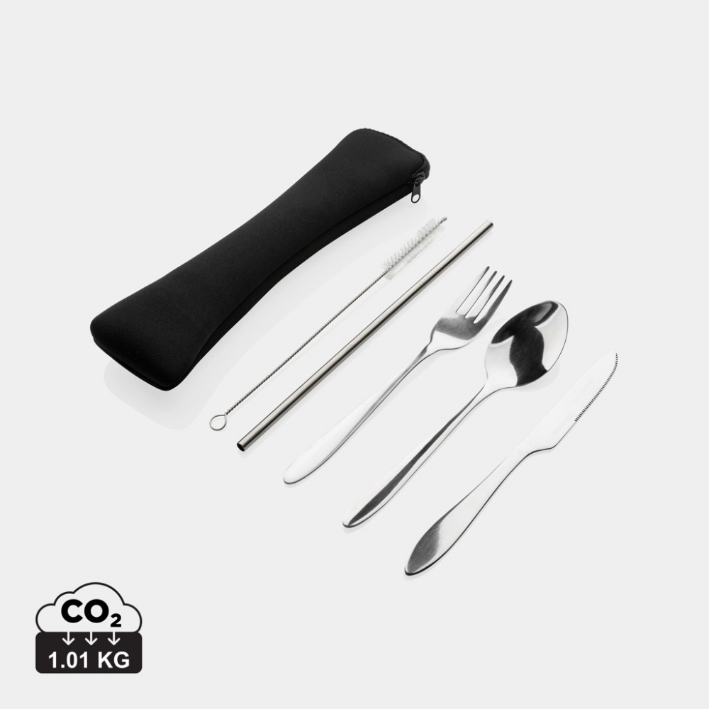 Logo trade promotional giveaways picture of: 4 PCS stainless steel re-usable cutlery set