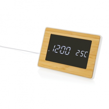 Logotrade advertising product picture of: Utah RCS recycled plastic and bamboo LED clock