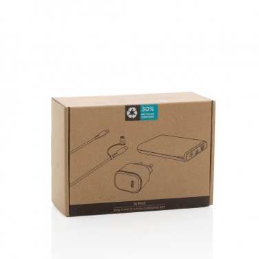 Logotrade promotional merchandise picture of: Surge RCS recyled PET 20W type C 3 pcs charging set