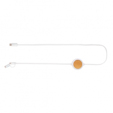 Logotrade promotional merchandise image of: 3-in-1 cable with 5W bamboo wireless charger