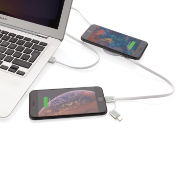 Logo trade promotional merchandise image of: 3-in-1 cable with 5W bamboo wireless charger
