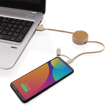 Logo trade promotional product photo of: Cork and Wheat 6-in-1 retractable cable