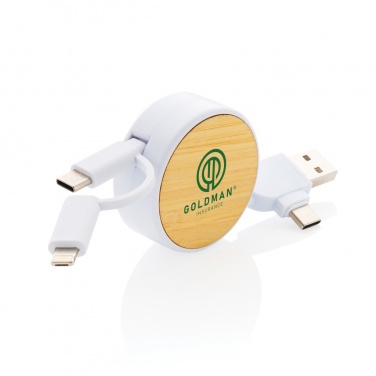 Logotrade advertising product picture of: RCS recycled plastic Ontario 6-in-1 retractable cable
