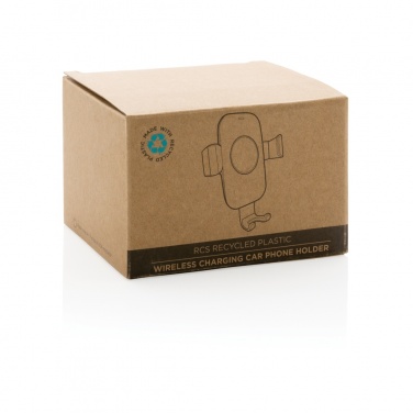Logotrade promotional gift image of: RCS recycled plastic 10W wireless charging car holder