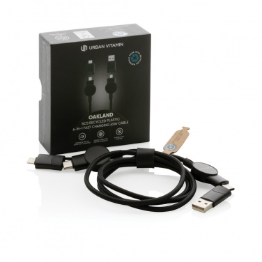 Logotrade corporate gift image of: Oakland RCS recycled plastic 6-in-1 fast charging 45W cable