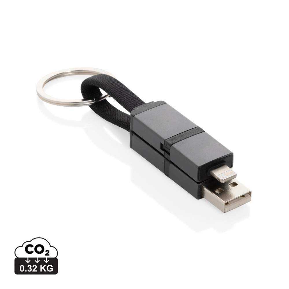 Logo trade promotional gifts image of: Terra recycled aluminum 4 in 1 60W fast charging cable