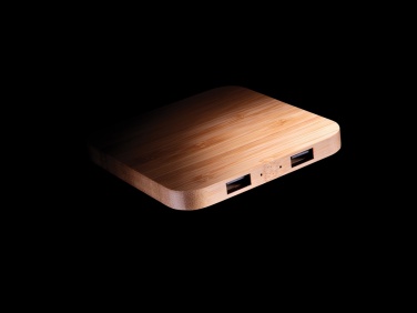Logo trade promotional merchandise picture of: Bamboo 5W wireless charger with USB