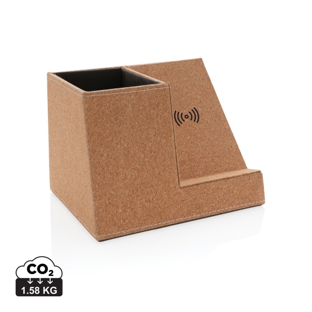 Logotrade corporate gift image of: Cork pen holder and 5W wireless charger