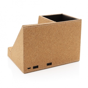 Logo trade promotional product photo of: Cork pen holder and 5W wireless charger