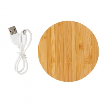 Logotrade corporate gifts photo of: Bamboo 5W round wireless charger