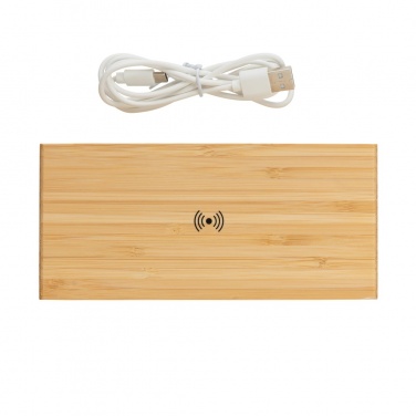Logo trade corporate gift photo of: Bamboo alarm clock with 5W wireless charger