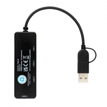 Logo trade promotional gifts picture of: RCS recycled plastic USB hub with dual input