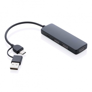 Logo trade promotional giveaway photo of: RCS recycled plastic USB hub with dual input