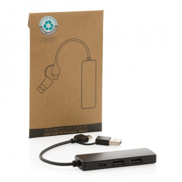 Logotrade promotional merchandise image of: RCS recycled plastic USB hub with dual input