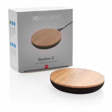 Logo trade promotional gifts image of: Bamboo X 5W wireless charger