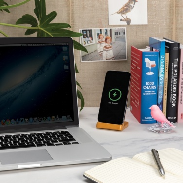 Logotrade corporate gift image of: Bamboo 5W wireless charging stand