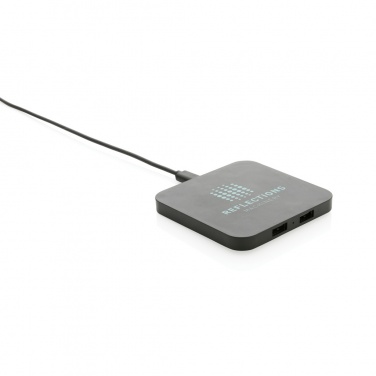 Logotrade promotional item picture of: RCS recycled plastic 10W Wireless charger with USB Ports