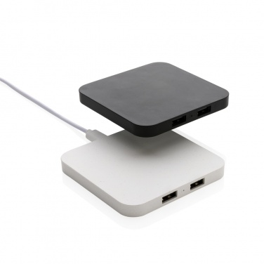 Logo trade promotional gift photo of: RCS recycled plastic 10W Wireless charger with USB Ports