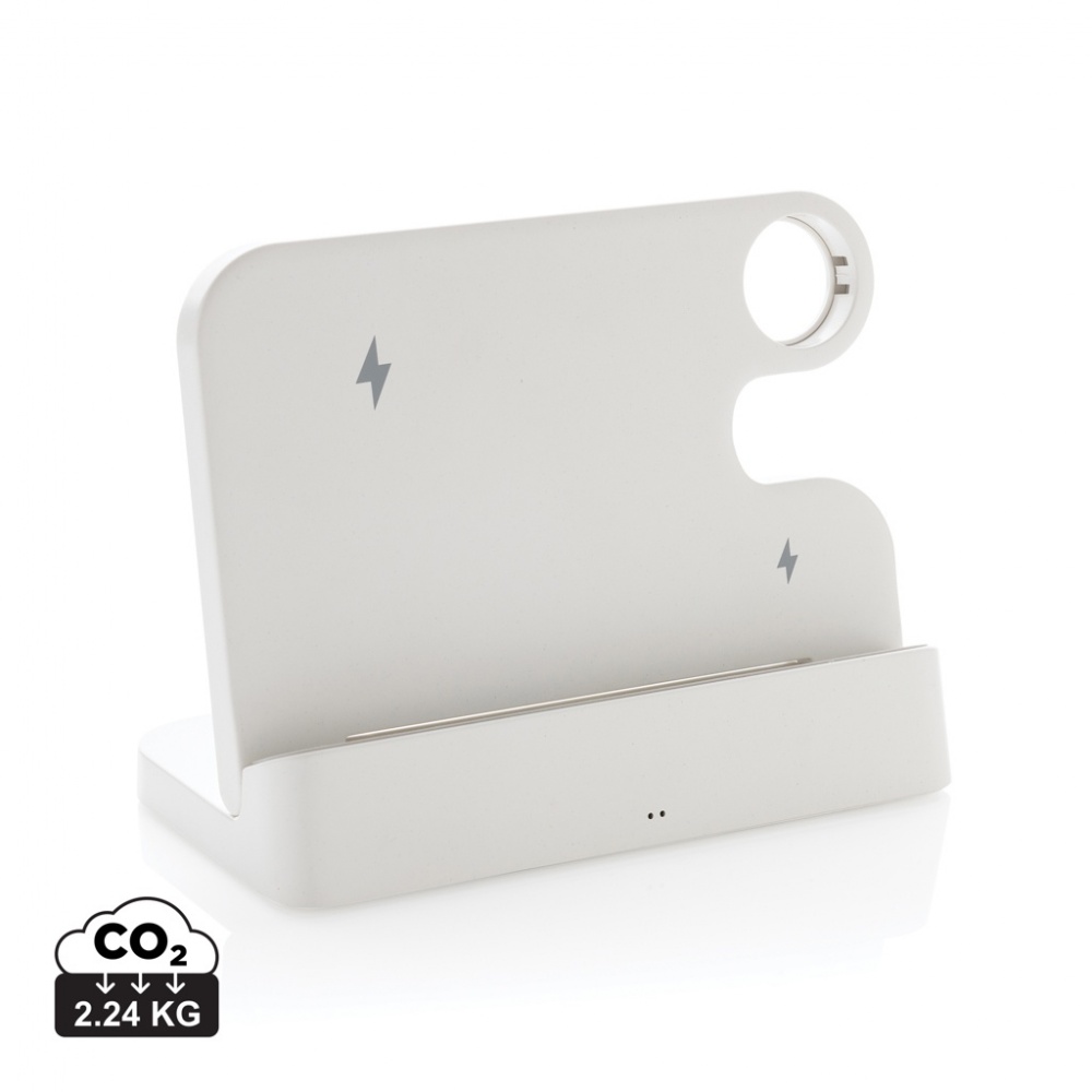 Logo trade corporate gifts picture of: Joltz RCS recycled plastic dual 15W charger with iWatch slot