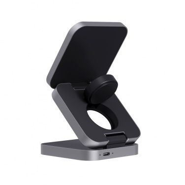 Logo trade promotional giveaway photo of: Terra RCS recycled aluminum foldable 3 in 1 15W charger
