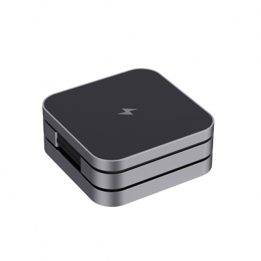 Logo trade promotional giveaways picture of: Terra RCS recycled aluminum foldable 3 in 1 15W charger